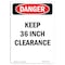 Signmission Safety Sign, OSHA Danger, 14" Height, Keep 36 Inch Clearance, Portrait OS-DS-D-1014-V-2472 - alternate 1